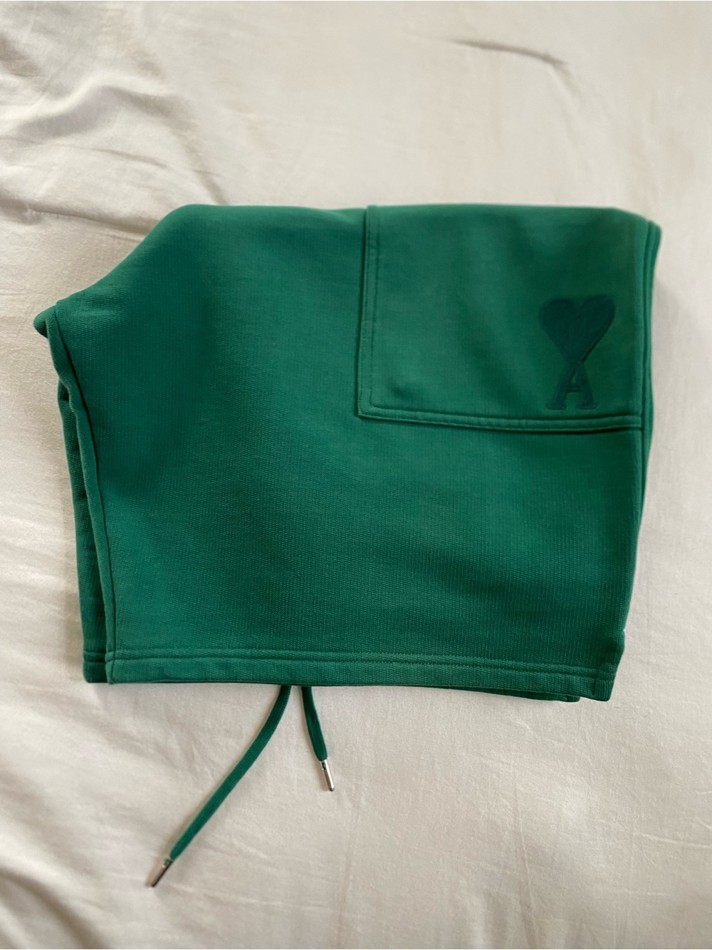 AMI mens Green Drawstring Sweat Shorts XXL